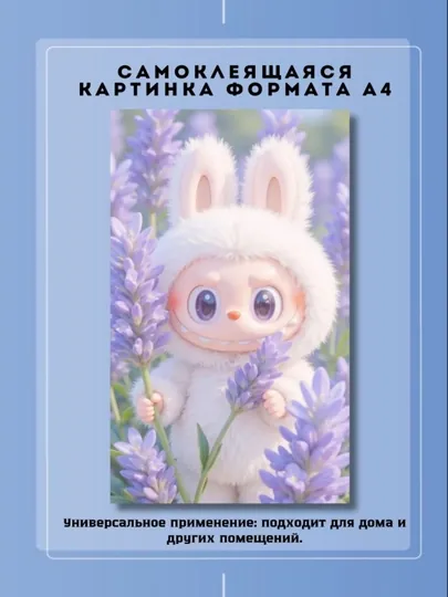 Постер-наклейка, формата A4 Лабубу