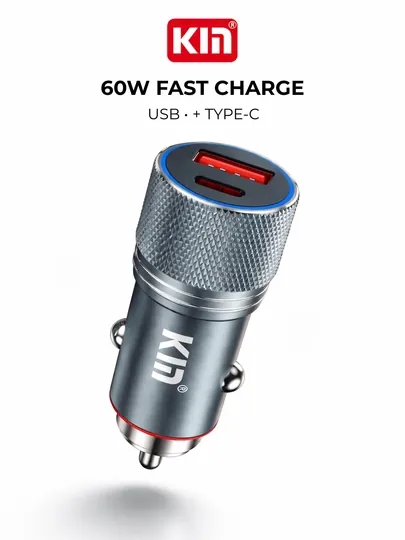 Автомобильное зарядное устройство KIN KC19 60W, USB + Type-C, 12-24V
