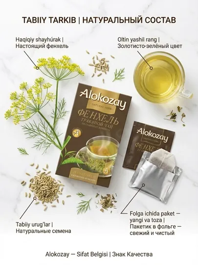 Alokozay Травяной Чай 25 пак, Ройбуш, Мята, Гранат, Ромашка, Имбирь, Лимон, Фенхель — ALKZY-ALOKOZAY25PAKETTRAVYANOY-ХАКИ