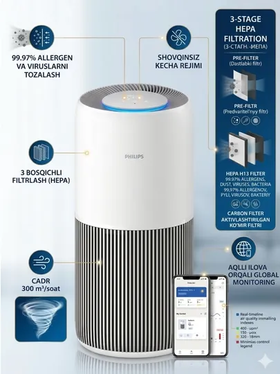 Умный очиститель воздуха Philips AC2220/10