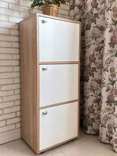 Универсальный шкаф для дома и офиса, 110*30*45 — OILAMEB-3ESHIK22-БЕЖМЕЛ