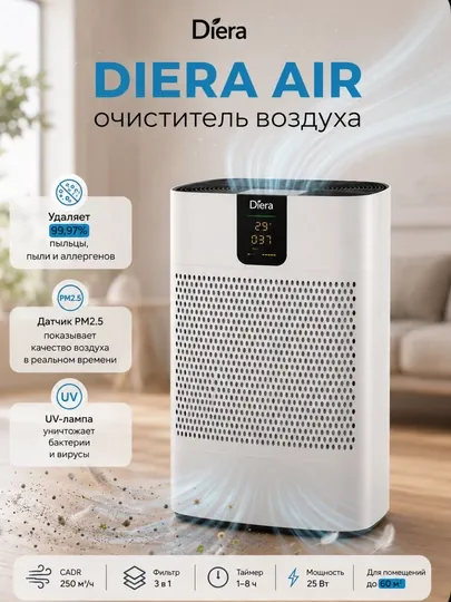 Умный очиститель воздуха HEPA фильтр для 60 м², 99% очистка