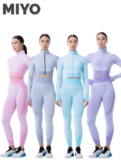 MIYO Fit AERO спортивный комплект для женщин, леггинсы и укороченный топ с длинным рукавом