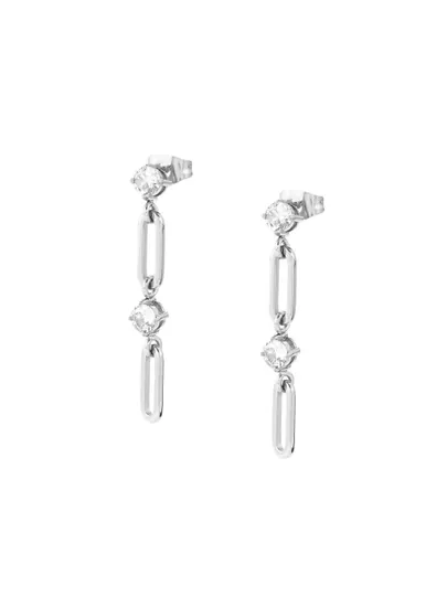 Nm 029404/001 Серьги CHAINSOFSTYLE подвески, цепь, длина 3,5 см, сталь, цирконы