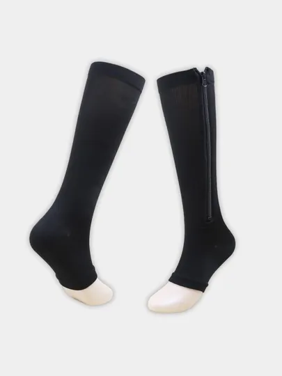 Компрессионные антиварикозные гольфы Zip Sox, чулкис нано покрытием на молнии, 2 шт — BHS-ZIPSOX-ЧЕРН-SM
