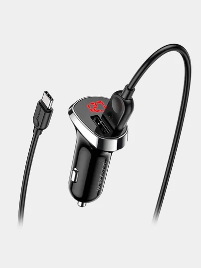 Автомобильное зарядное устройство Borofone BZ15 с кабелем для USB-C, черный