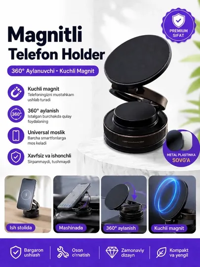 Магнитный держатель телефона для автомобиля с Magsafe, Car Holder, с присоской T9204