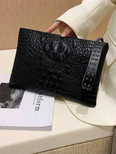 Элегантный сумка-клатч с крокодиловым тиснением в винтажном стиле Old Money