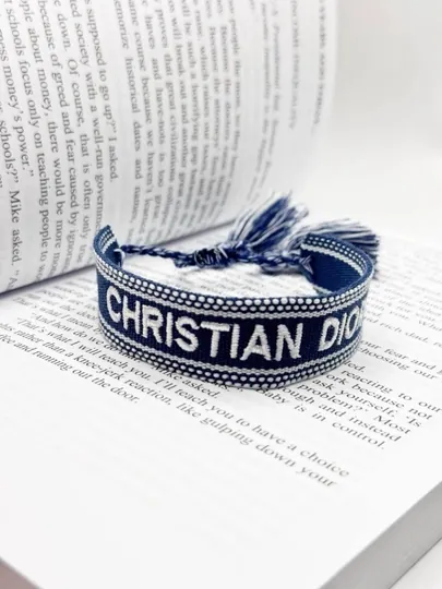 Плетёный тканевый браслет CHRISTIAN DIOR с надписью, регулируемый, унисекс, ручная работа