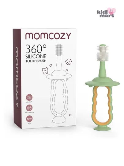 Momcozy TB002 детская силиконовая зубная щетка 360° с ограничителем — AVENT-TB002-ЗЕЛЕН