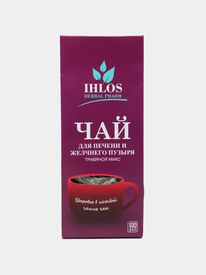 Чай листовой зелёный (Травяной микс) для печени и желчного пузыря Ihlos, 100 г