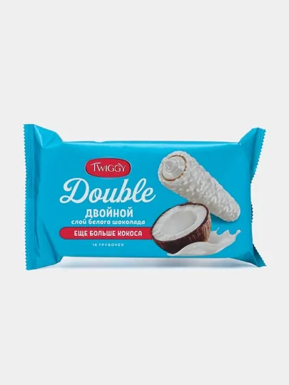 Вафельные трубочки с кокосом Twiggy Double в белом шоколаде РВК430, 185 г