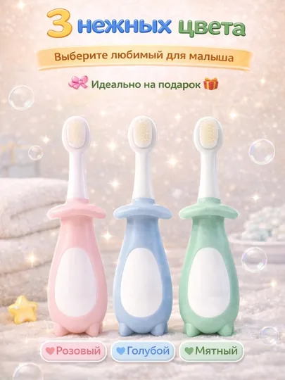 Зубная щетка детская 0+, мягкая щетина для малышей, для чувствительных дёсен, безопасная — COZYCOR-ЩЕТКАДЕТ-МЯТН