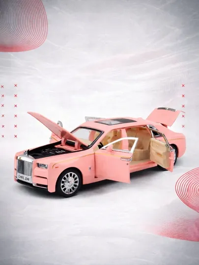 Машинка Rolls Royce PHANTOM, металлическая модель , фантом 1:24 , розовый 23см