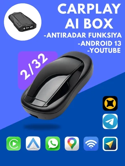 CarPlay 2×32 беспроводной Apple CarPlay/Android Auto, YouTube, навигатор