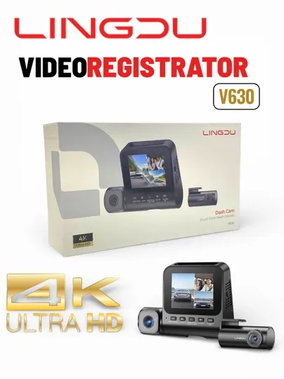 LINGDU V630 4K Ultra HD 3-канальный (передний, салонный, задний), GPS Wi-Fi ночное видение