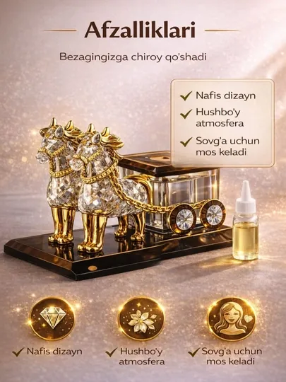 Ароматизатор для авто, кристальная фигурка лошади, декор салона и дома — BESTDAY-OTFIGURA-ЗОЛОТ