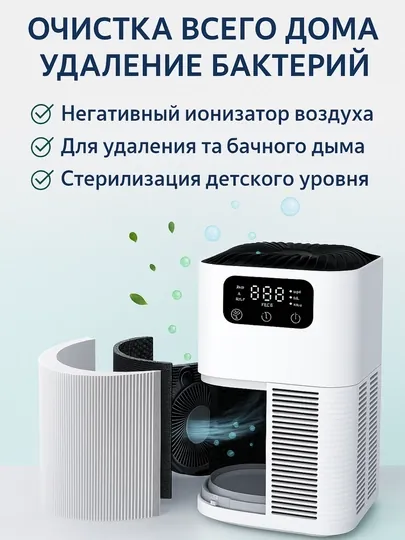 Очиститель воздуха от пыли и аллергенов для дома до 25 м², с аккумулятором