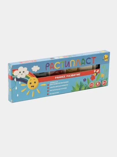 Пластилин "Лео" "Расти" пластилин растительный "РАСТИ пласт" LRP-0106 120 гр, 6 цв