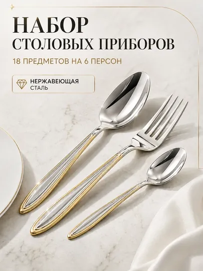 Набор столовых приборов 18 предметов на 6 персон — VKLN-123AF2