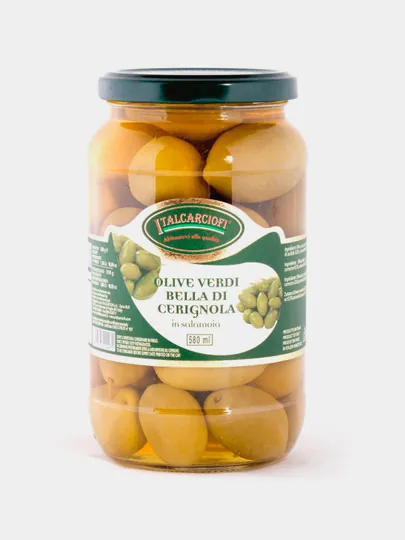 Оливки гиганты ItalCarciofi, с косточкой, 540 г