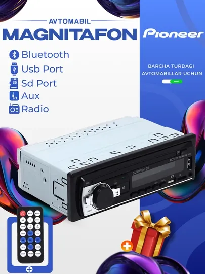 Pioneer автомагнитофон универсальный Bluetooth флешка на радио звучит до 63 вольт 12 вольт