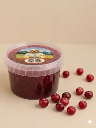 Мёд натуральный цветочный "Мёд с клюквой", 350 г, "Мусихин. Мир Мёда"