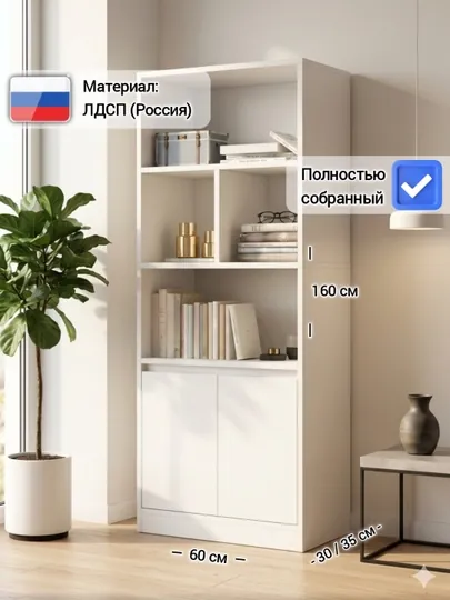 Книжный шкаф и стеллаж BESTO, в собранном виде, ЛДСП (Россия) — MSW-BESTO-35sm-BAZ