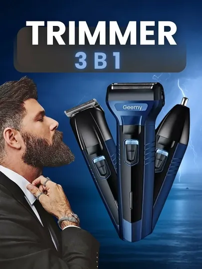Триммер для волос Geemy GM-566/GM-595, 3 в 1, Li-Ion, быстрая зарядка, защитная крышка