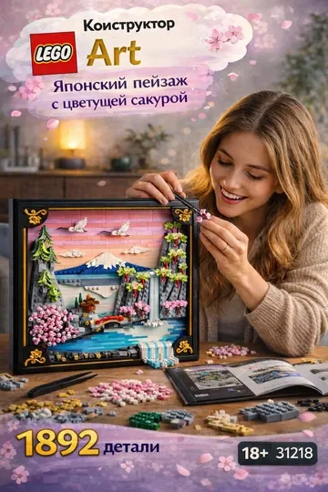 Конструктор LEGO Art Японский пейзаж с цветущей сакурой 31218