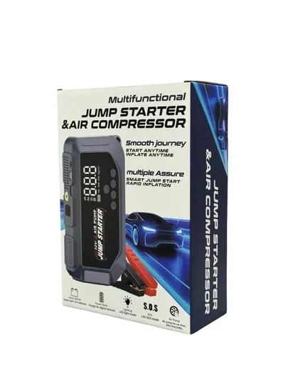 Пусковое устройство 3000A с компрессором для автомобиля, jump starter 12000 мА·ч