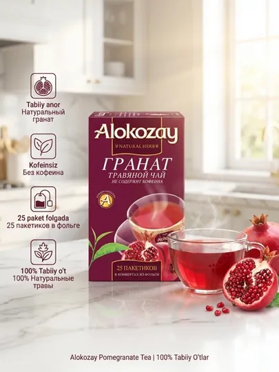 Alokozay Травяной Чай 25 пак, Ройбуш, Мята, Гранат, Ромашка, Имбирь, Лимон, Фенхель — ALKZY-ALOKOZAY25PAKETTRAVYANOY-БОРДОВ