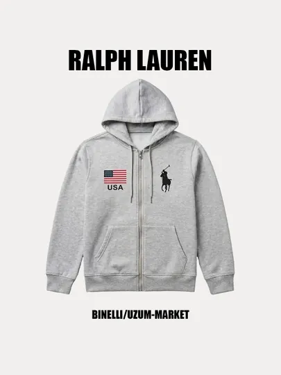 Мужская, женская толстовка худи Ralph Lauren, с капюшоном и молнией, зип, куртка, S-2XL