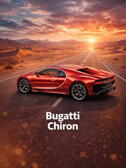 BUGATTI CHIRON, коллекционный автомобиль, металлическая отделка, звук, свет