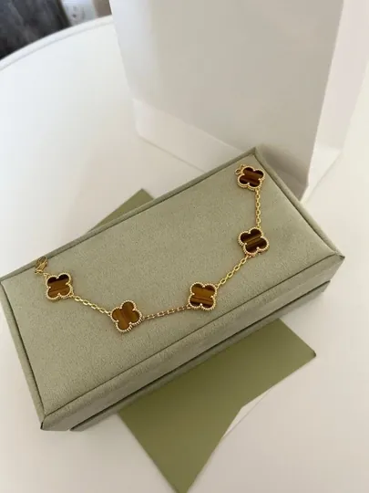 Браслеты для женщин и девочек Clover Van Cleef, не меняет цвет и не темнеет — FSNLADY-VANCLEF-КОРИЧН