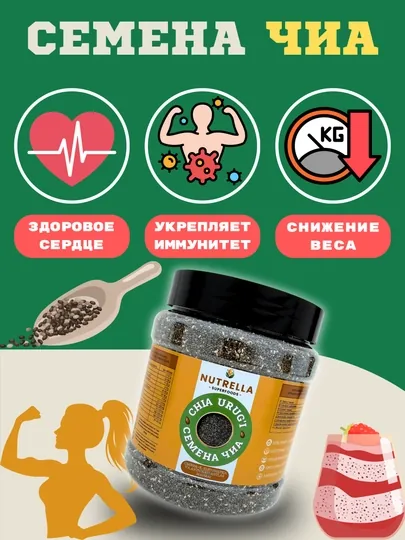 Семена чиа для похудения и здорового питания, суперфуд для смузи, источник клетчатки