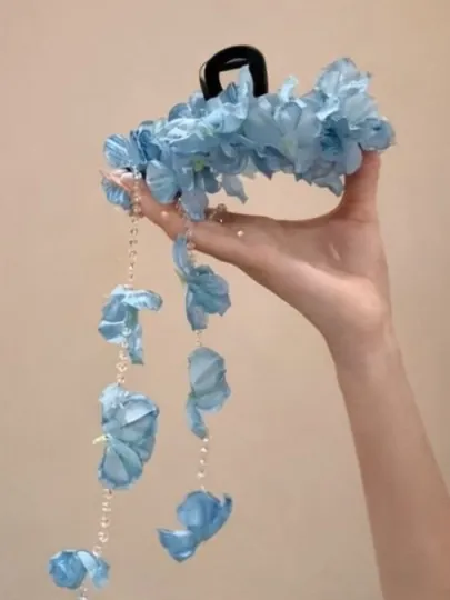 Женская заколка, заколка с цветами, синяя заколка