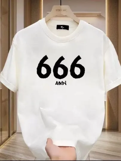 Футболка 666 ANDI, мужская футболка, 100% хлопок, унисекс, крупный принт, ткань