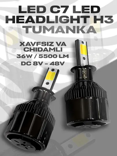 LED C7 HEADLIGHT H3 6000K галогеновые лапмы — ABQ-C7LEDH3-C7LEDH3