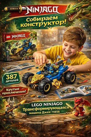Конструктор LEGO NINJAGO Трансформирующаяся машина Джея 71856