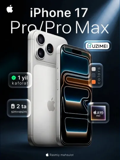 Apple iPhone 17 Pro/Pro Max, 256GB, SIM+esim, UZIMEI-зарегистрирован