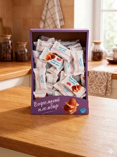 Вафельный Пломбир (со вкусом шоколада) (TV Box 900 гр)