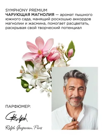Освежитель воздуха сменный баллон сухое распыление Symphony Premium Чарующая магнолия 250 мл