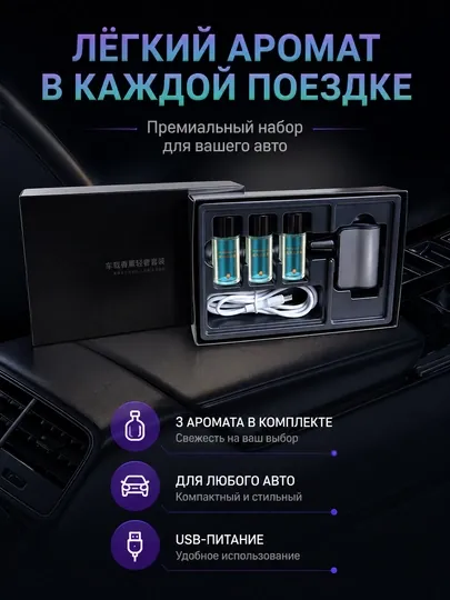 Автомобильный ароматизатор премиум-класса набор 3 аромата