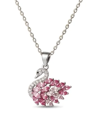 Женская цепочка – кулон в форме лебедя с кристаллами SWAROVSKI — MZNJWL-ZANJIR1-РОЗОВ
