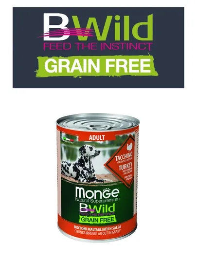 Bwild консервы для собак с мясом индейки 400гр по 2 штуки