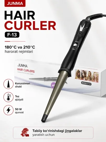 Плойка для завивки волос, конусная плойка curler для создания локонов — CHON-JUNMA-ЧЕРН