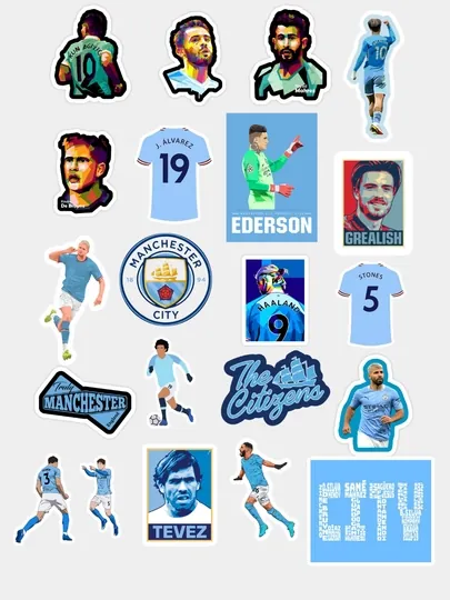 Наклейки стикеры игроков и легенд Manchester City
