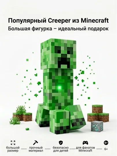 Детская игрушка Minecraft "Крипер", антистресс фигурка для детей
