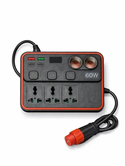 Автомобильный инвертор мощностью 60 Вт с розетками 12 В, 220 В и USB-портами